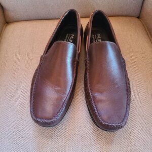 MARC JOSEPH MJNY Brown Leather Loafer Driving Mocs Size 12 Leather Lacing Brazil